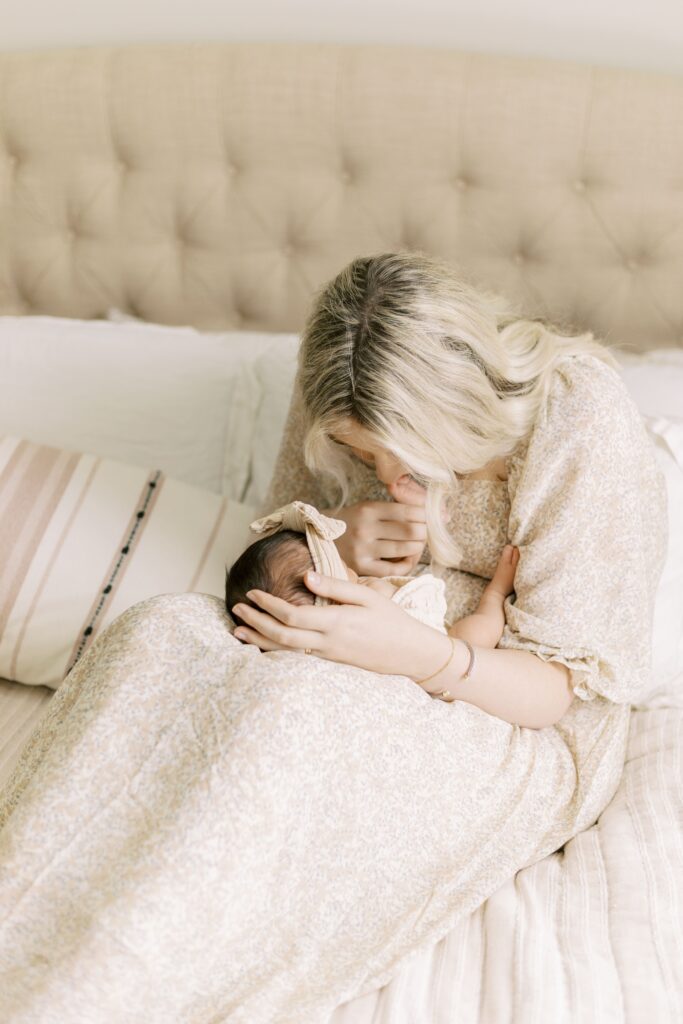 in home newborn photos baby with mom and dad