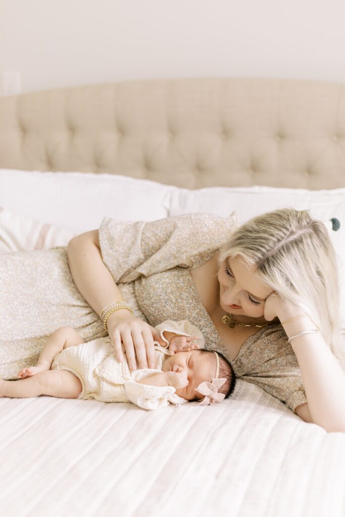 in home newborn photos baby with mom