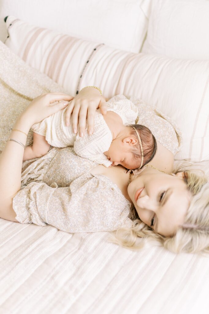 in home newborn photos baby with mom