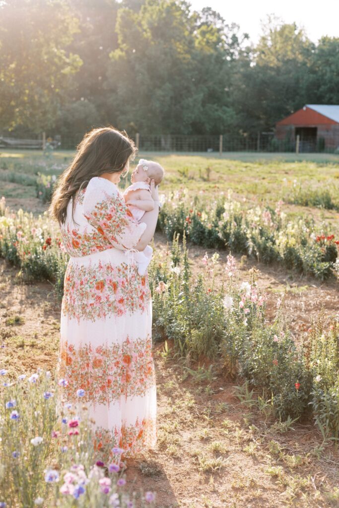 Flower farm newborn photo