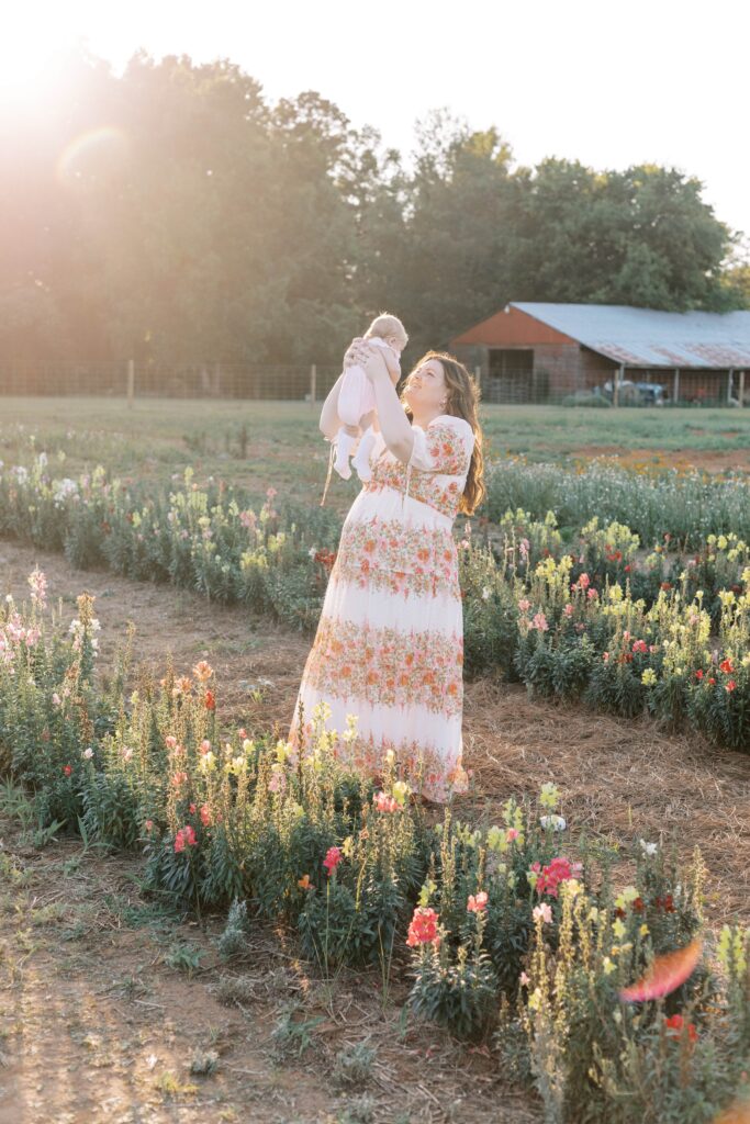 Flower farm newborn photo