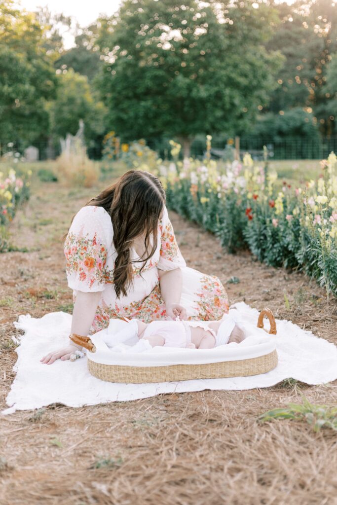 Flower farm newborn photo