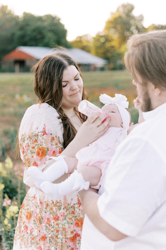 Flower farm newborn photo