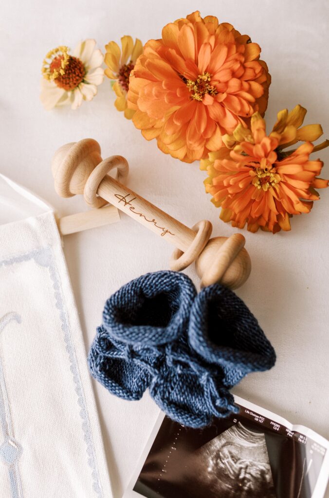 engraved baby rattle Little rock newborn photographer