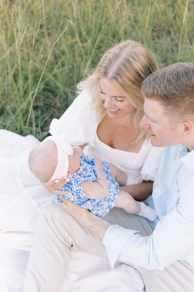 white and blue outfits for family photos