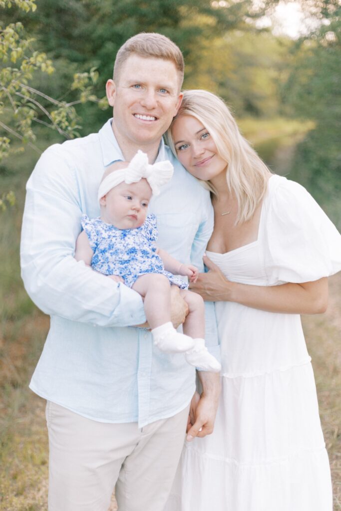 family photos on dirt path