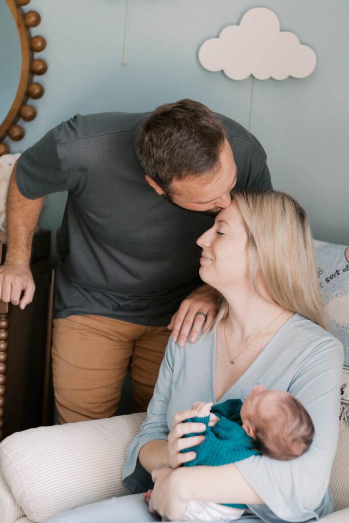 Family newborn photos at home in Peoria Illinois