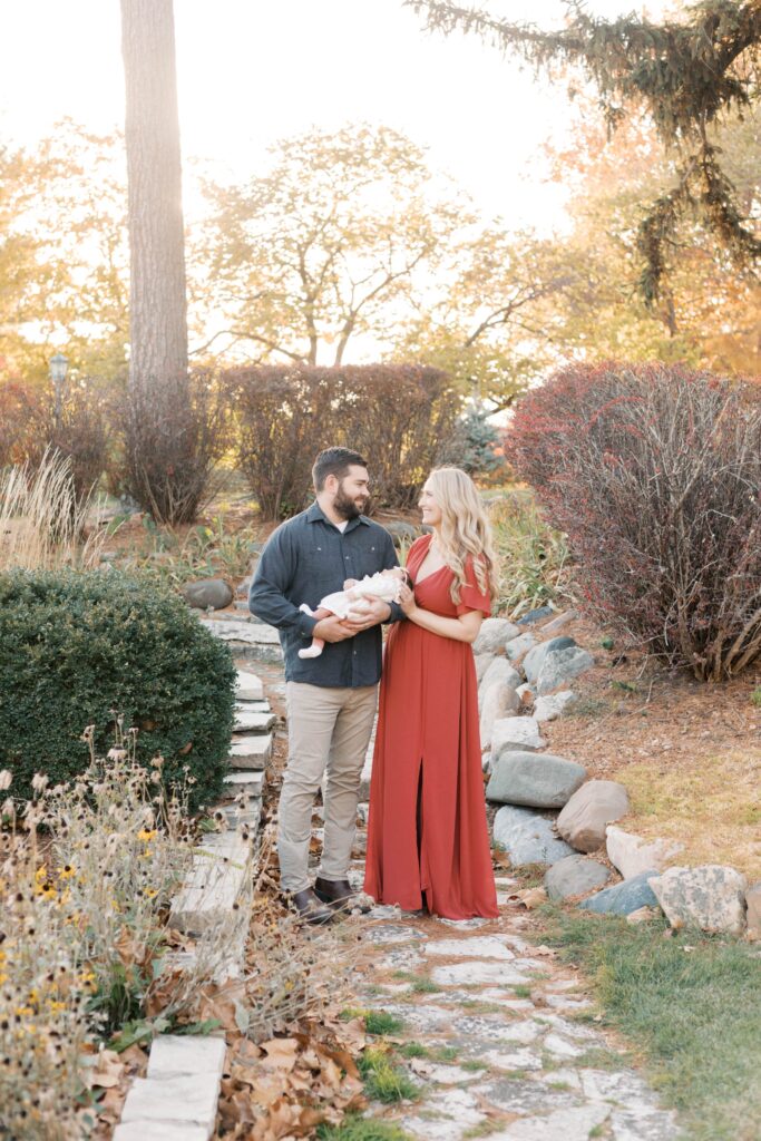 peoria illinois newborn photographer-2 copy-min parents standing on steps outside in peoria illinois newborn photos